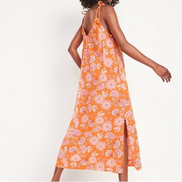 Old Navy All Day Sleeveless Pink Floral Maxi Dress Size Small - Picture 2 of 11